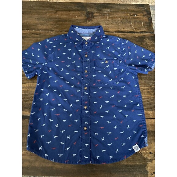 Paper Denim & Cloth Boys Dinosaurs Short Sleeve Button Shirt - Size 5 - Picture 1 of 6